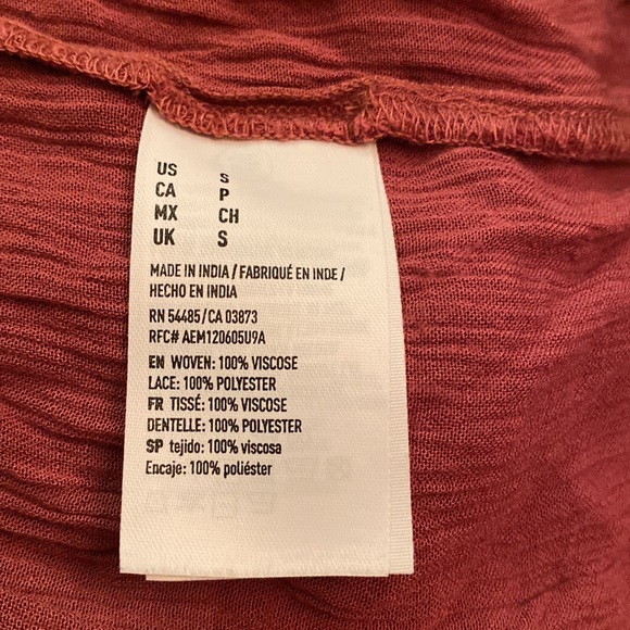 American Eagle Outfitters Lace Crochet Boho Peasant Smock Valentine Top Blouse - Picture 5 of 6